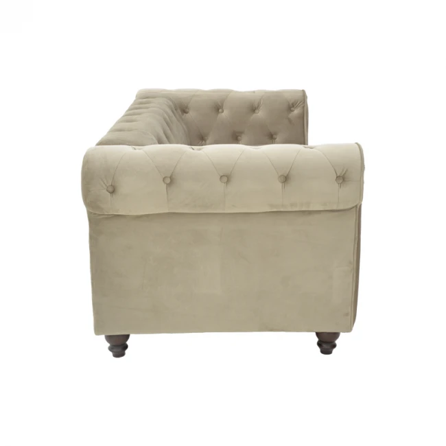 2-seater sofa Incredible pakoworld beige velvet Chesterfield type 160x84x67cm
