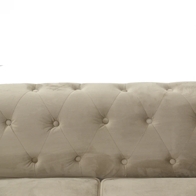 2-seater sofa Incredible pakoworld beige velvet Chesterfield type 160x84x67cm