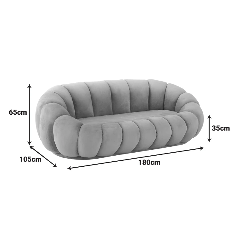 Sofa Embrace pakoworld boucle fabric in beige shade 180x105x65cm