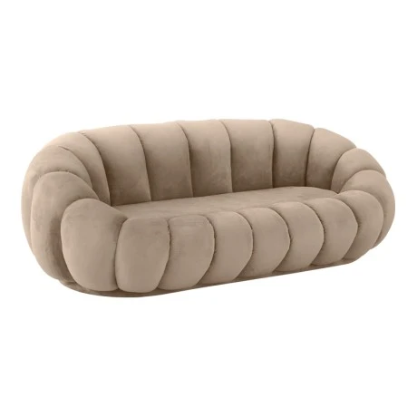 Καναπές Embrace pakoworld βελούδο σε γκρι μπεζ απόχρωση 180x105x65εκ