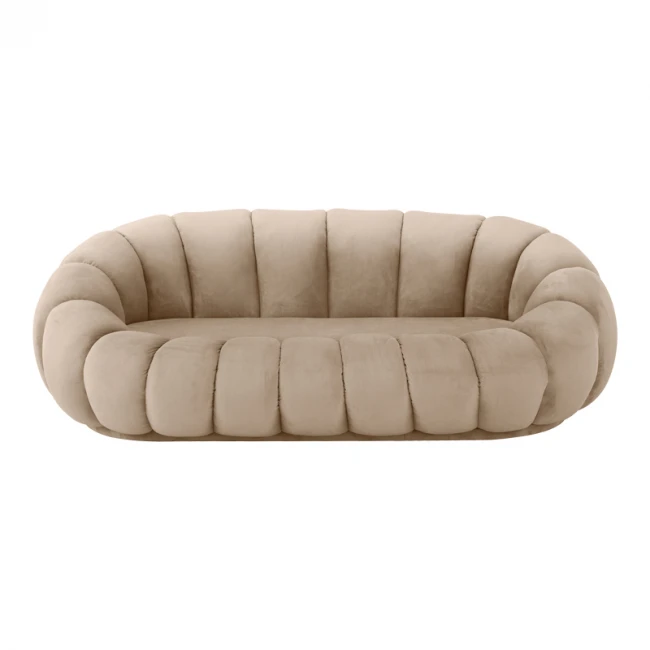 Sofa Embrace pakoworld velvet in beige shade 180x105x65cm