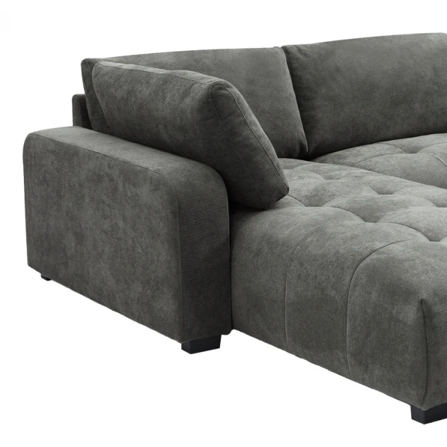 Kαναπές Gianco pakoworld αναστρέψιμος ύφασμα σε γκρι απόχρωση 298x208x85εκ