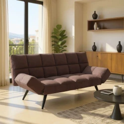 Sofa - bed 3-seater Freddo I pakoworld velvet brown 181x81x86cm