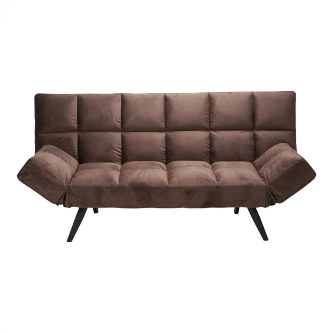 Καναπές - κρεβάτι 3θέσιος Freddo pakoworld βελούδο καφέ 181x81x86εκ