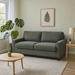 Καναπές-κρεβάτι διθέσιος με αναδιπλούμενο στρώμα Polaris pakoworld χακί ύφασμα181x91x83εκ