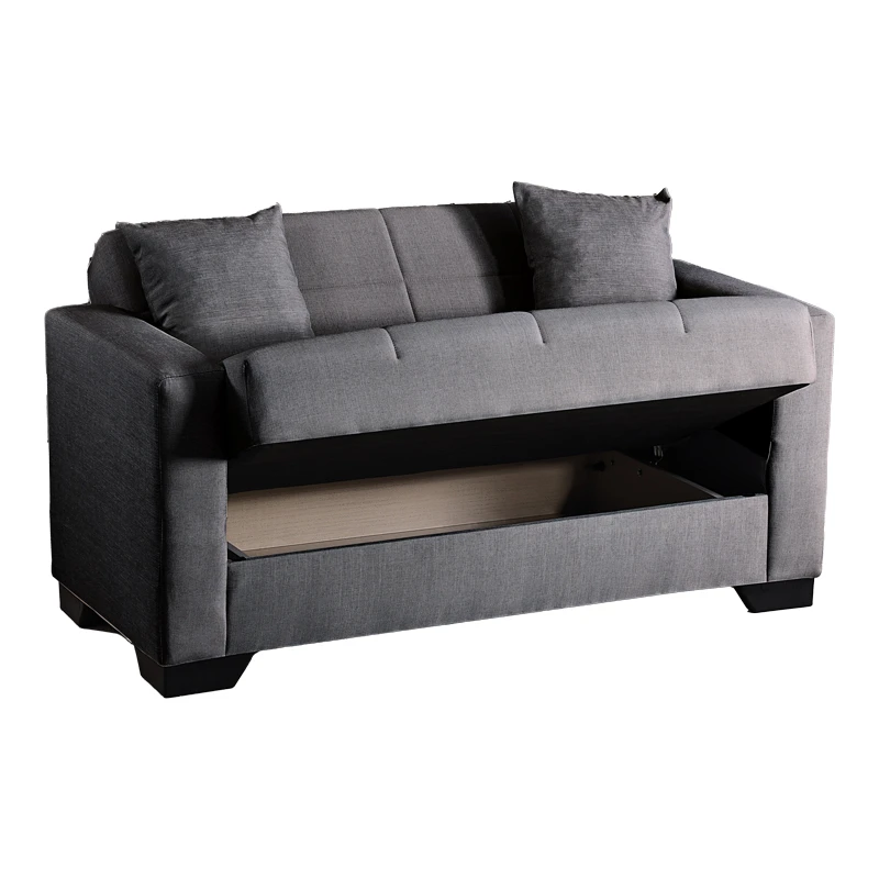 2-seater sofabed Vox pakoworld with storage space anthracite fabric 150x84x83cm