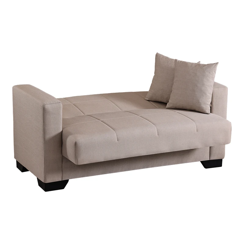 2-seater sofabed Vox pakoworld with storage space cream fabric 150x84x83cm