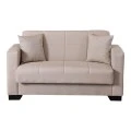 2-seater sofabed Vox pakoworld with storage space cream fabric 150x84x83cm