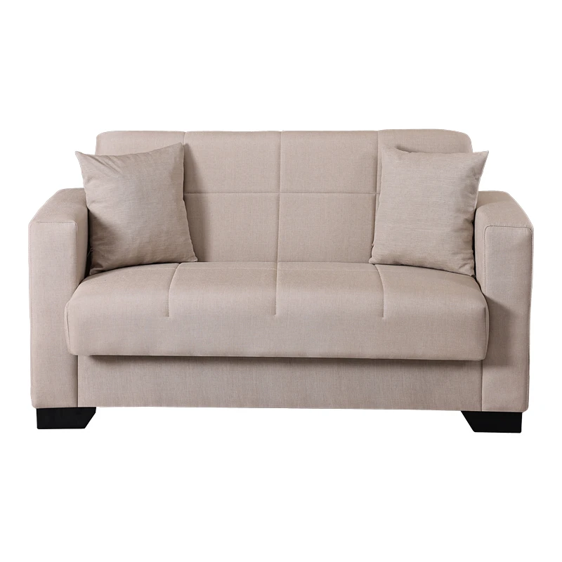 2-seater sofabed Vox pakoworld with storage space cream fabric 150x84x83cm