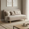 Josuane I sofa-bed pakoworld two-seater beige fabric and natural wood leg 122x80x81cm