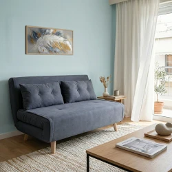 Καναπές-κρεβάτι Josuane I pakoworld διθέσιος ύφασμα σε ανθρακί απόχρωση 122x80x81εκ