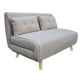 Sofa-bed Josuane I pakoworld two-seater velvet in grey beige color 122x80x81cm
