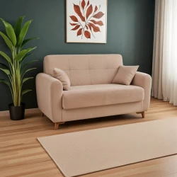 Καναπές-κρεβάτι με αποθηκευτικό χώρο διθέσιος Lincoln pakoworld μπεζ ύφασμα 165x75x85εκ