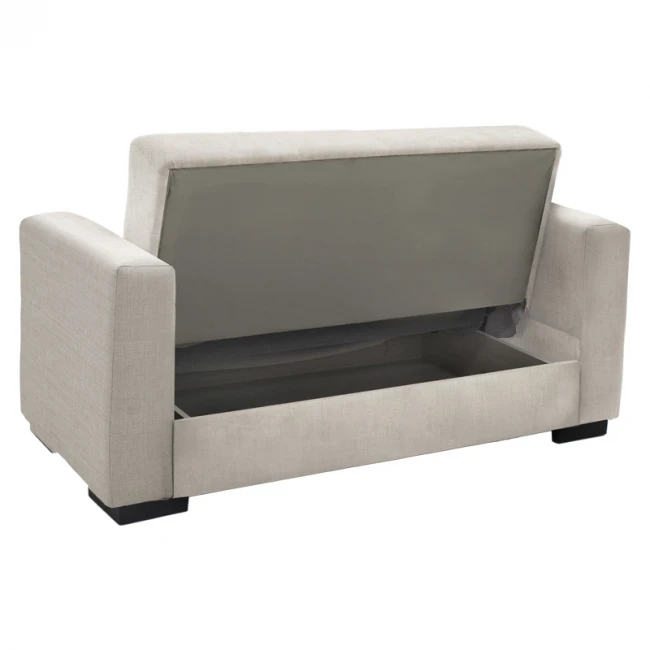 Sofa-bed with storage two-seater Vox pakoworld light gray fabric 154x82x83cm