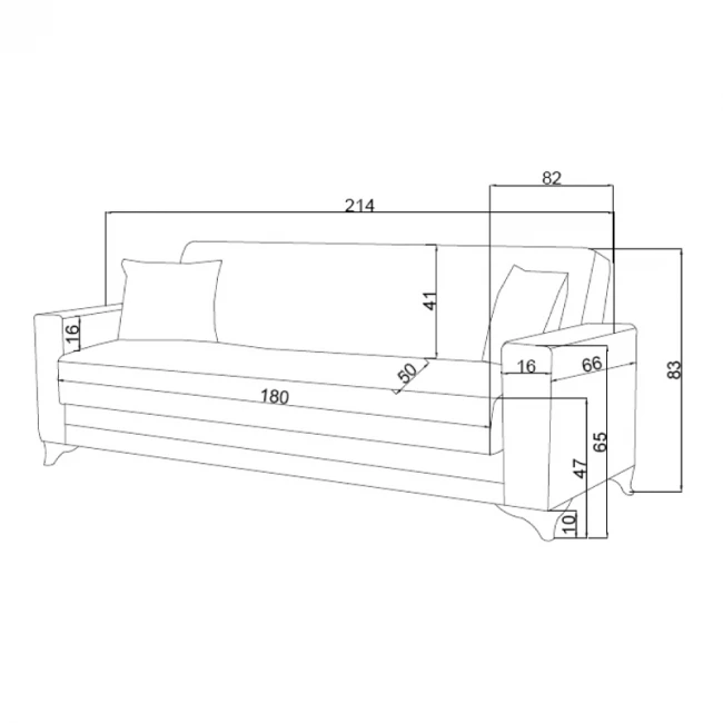 Sofa-bed with storage two-seater Vox pakoworld light gray fabric 154x82x83cm