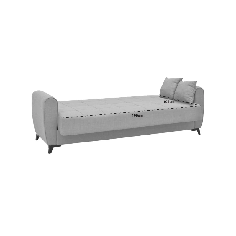 Sofa-bed with storage three-seater Lincoln pakoworld anthracite fabric 225x85x90cm