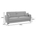 Sofa-bed with storage three-seater Lincoln pakoworld anthracite fabric 225x85x90cm