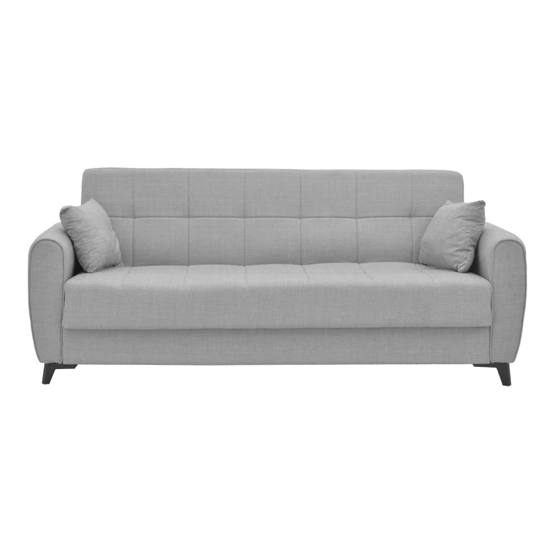 Lincoln three-seater sofa-bed with storage space pakoworld light gray fabric 225x75x85cm