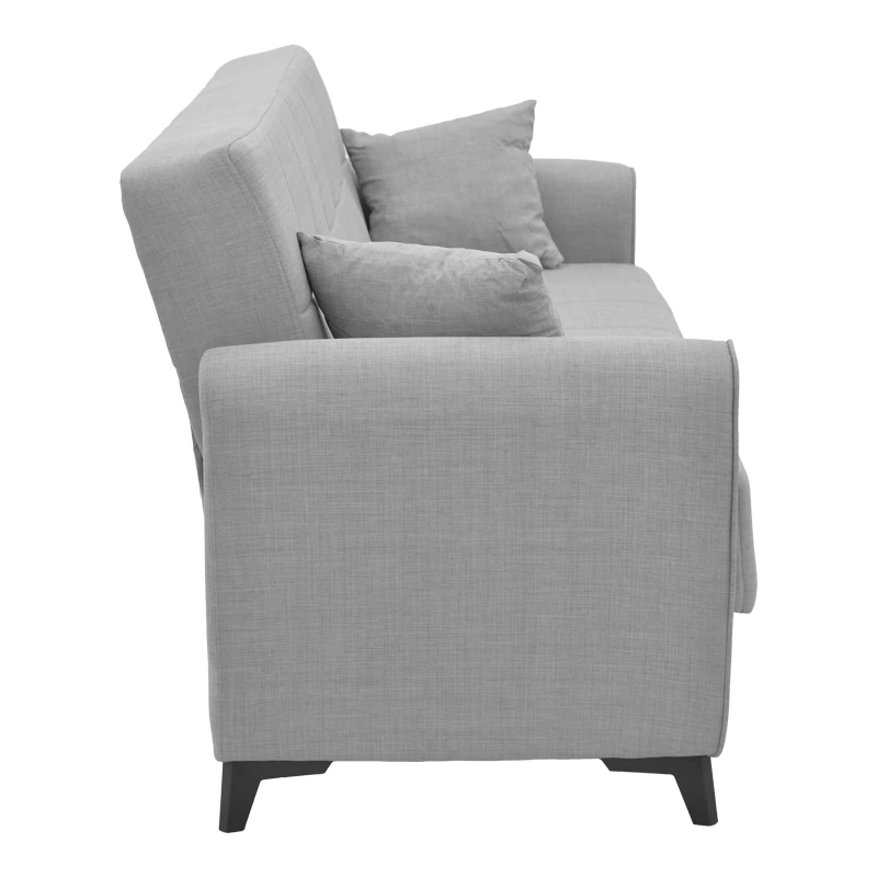 Lincoln three-seater sofa-bed with storage space pakoworld light gray fabric 225x75x85cm