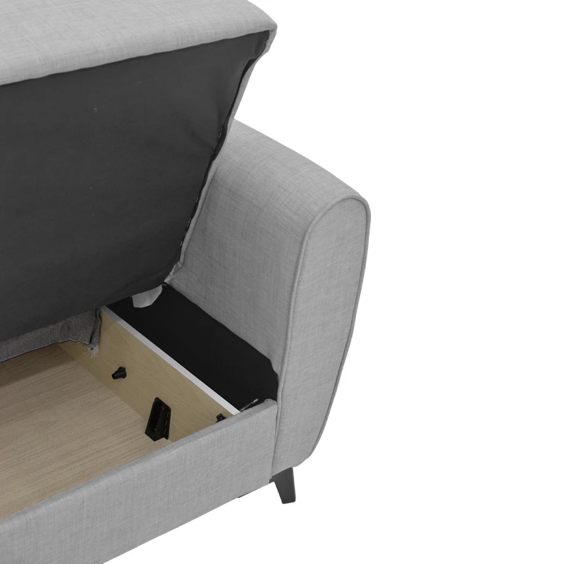 Lincoln three-seater sofa-bed with storage space pakoworld light gray fabric 225x75x85cm