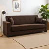 Καναπές-κρεβάτι με αποθηκευτικό χώρο τριθέσιος Vox pakoworld καφέ ύφασμα 214x82x83εκ