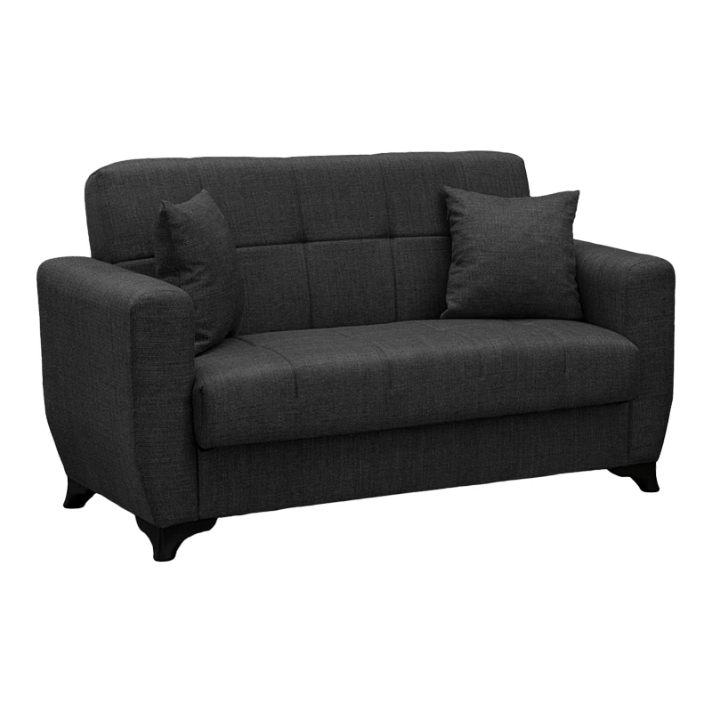 Sofa Bed Modesto pakoworld two seater with storage space grey fabric 155x84x83cm