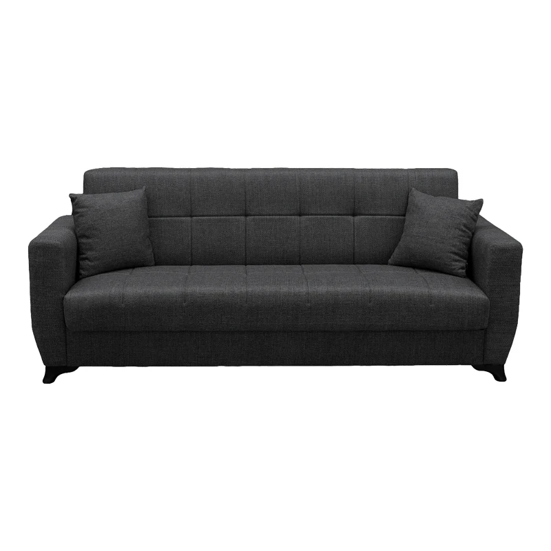 Sofa Bed Modesto pakoworld three seater with storage space grey fabric 215x84x83cm
