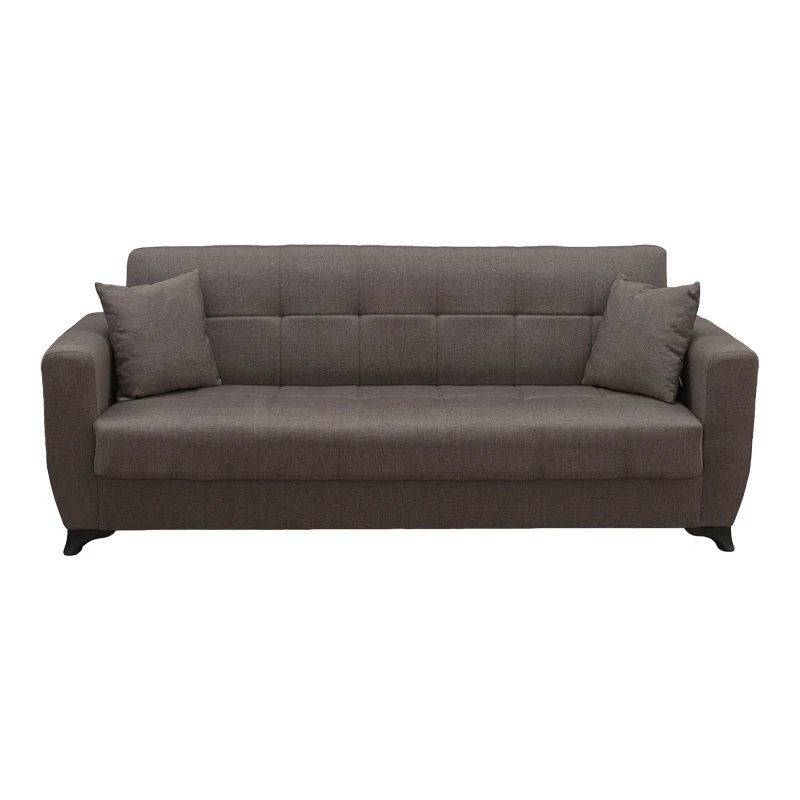 Sofa Bed Modesto pakoworld three seater with storage space brown fabric 215x84x83cm