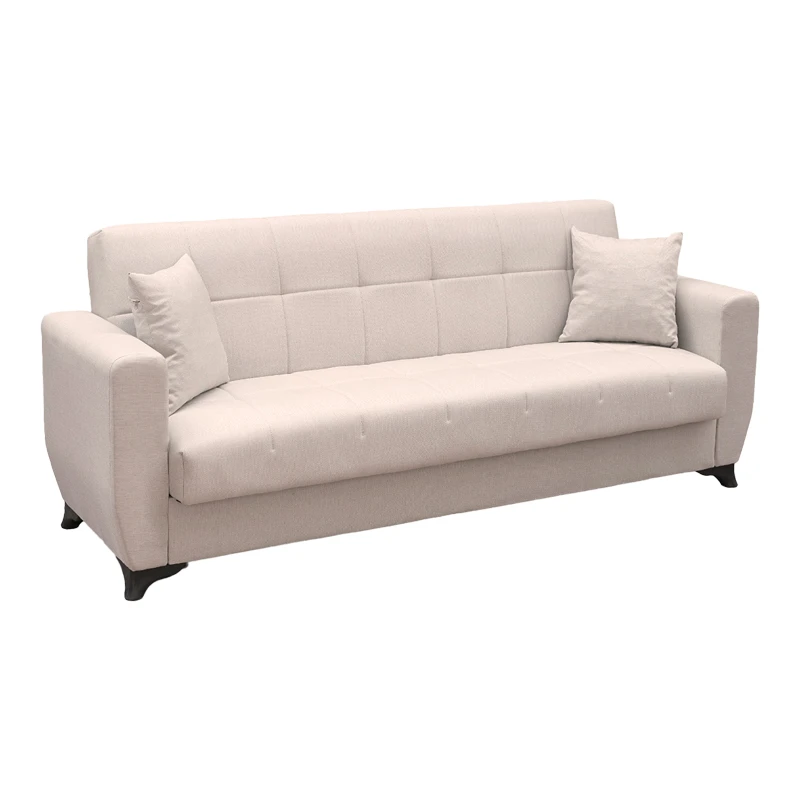 Sofa Bed Modesto pakoworld three seater with storage space beige fabric 215x84x83cm