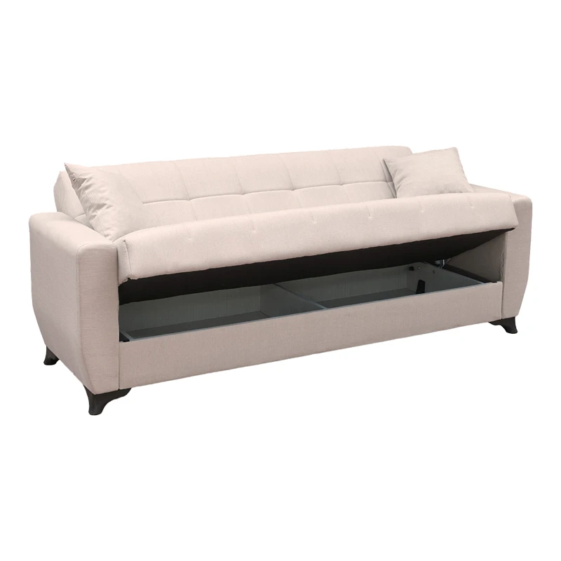 Sofa Bed Modesto pakoworld three seater with storage space beige fabric 215x84x83cm
