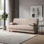 Three seater sofabed Romina pakoworld with storege space beige fabric 180x75x85cm
