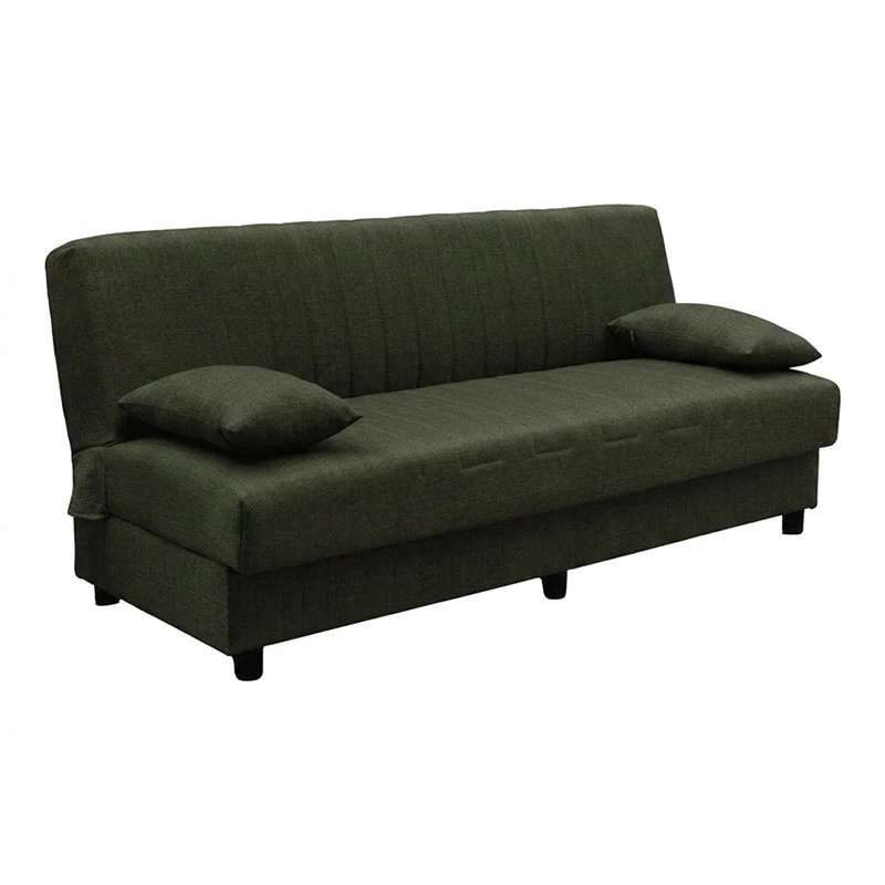 Three seater sofabed Romina pakoworld with storege space olive green fabric 180x75x85cm