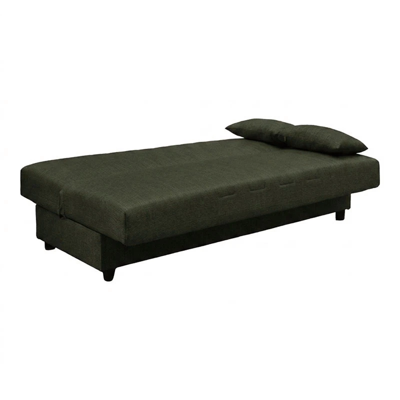 Three seater sofabed Romina pakoworld with storege space olive green fabric 180x75x85cm