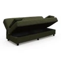 Three seater sofabed Romina pakoworld with storege space olive green fabric 180x75x85cm