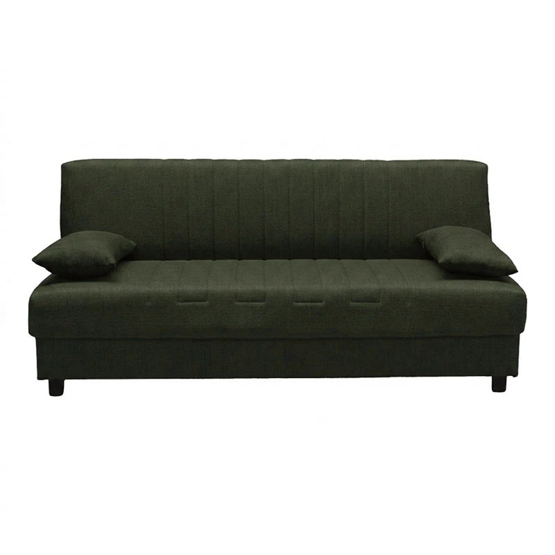 Three seater sofabed Romina pakoworld with storege space olive green fabric 180x75x85cm