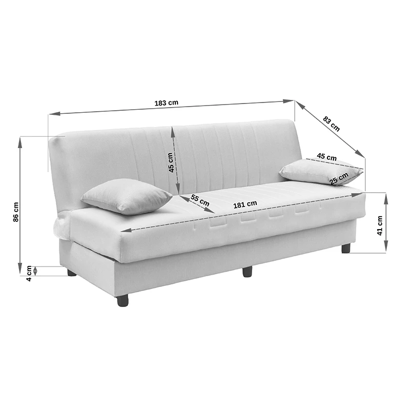 Three seater sofabed Romina pakoworld with storege space olive green fabric 180x75x85cm