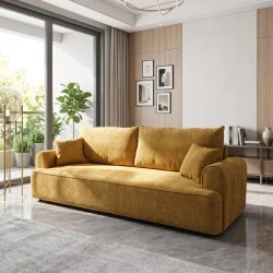 Three seater sofabed Storida pakoworld with storage space yellow fabric 255x94x92cm