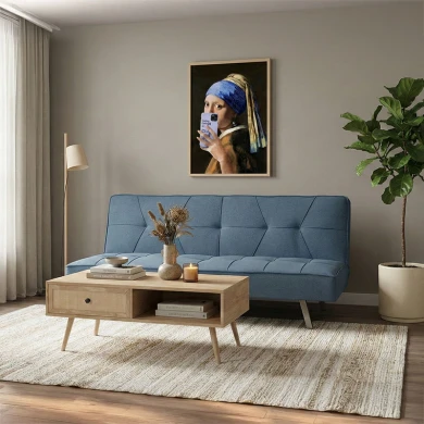 3 seater sofa-bed Travis pakoworld with fabric in light blue color 175x83x74cm