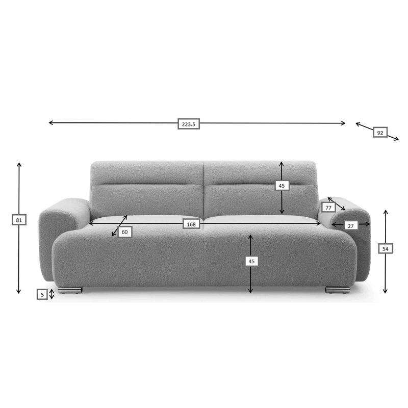 Three-seater sofabed Harmonious pakoworld boucle beige 223.5x92x81cm