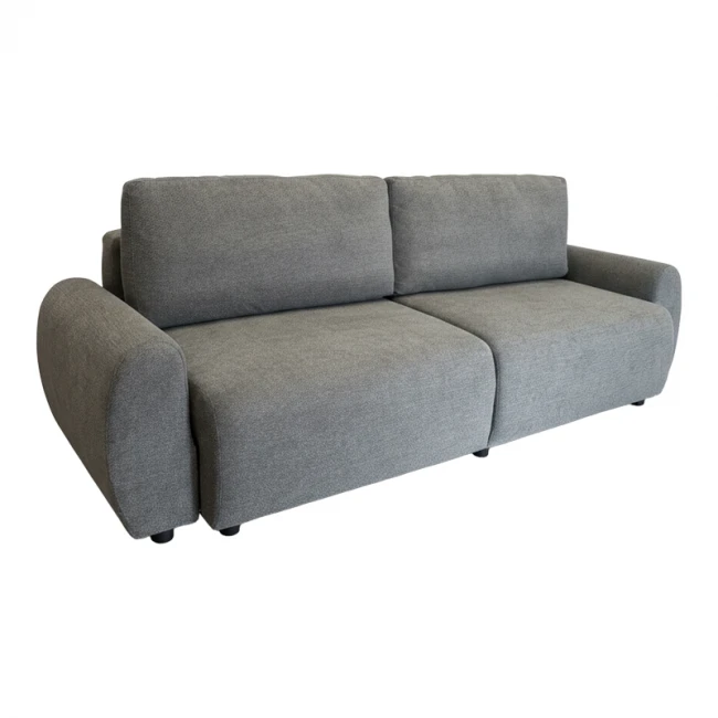Hungie three-seater sofa bed pakoworld fabric in grey color 250x92x89cm