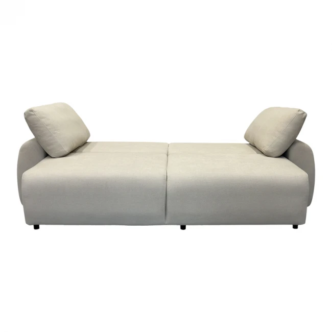 Hungie three-seater sofa bed pakoworld fabric in beige color 250x92x89cm