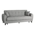 3-seater sofabed Lincoln pakoworld with storage space light grey fabric 226x84x93cm