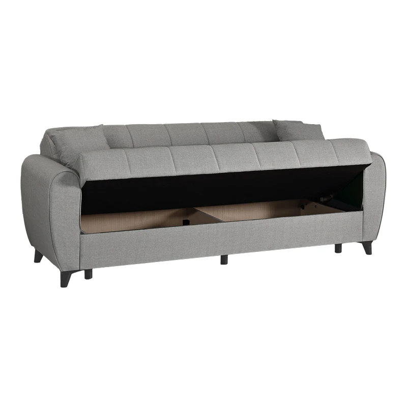 3-seater sofabed Lincoln pakoworld with storage space light grey fabric 226x84x93cm