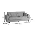 3-seater sofabed Lincoln pakoworld with storage space light grey fabric 226x84x93cm