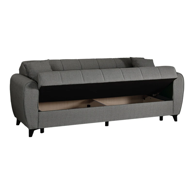 3-seater sofabed Lincoln pakoworld with storage space anthracite fabric 226x84x93cm