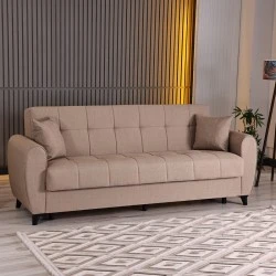 3-seater sofabed Lincoln pakoworld with storage space beige fabric 226x84x93cm 3-seater sofabed Lincoln pakoworld with storage space beige fabric 226x84x93cm