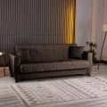 3-seater sofabed Modesto pakoworld with storage space brown fabric 213x84x86cm