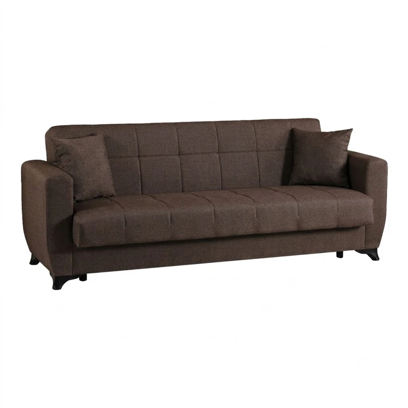 3-seater sofabed Modesto pakoworld with storage space brown fabric 213x84x86cm