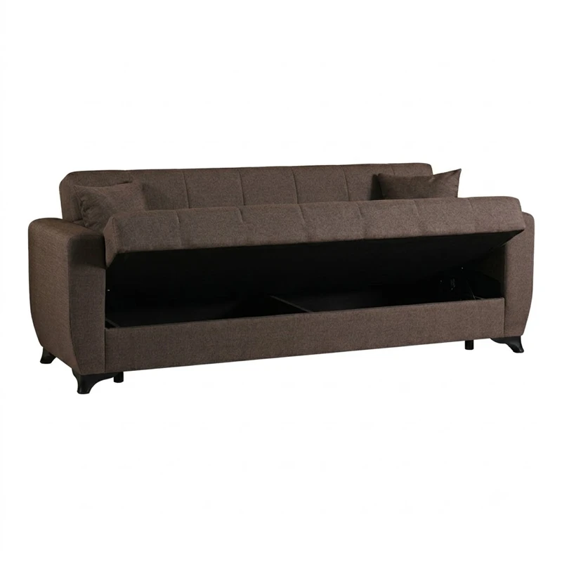 3-seater sofabed Modesto pakoworld with storage space brown fabric 213x84x86cm