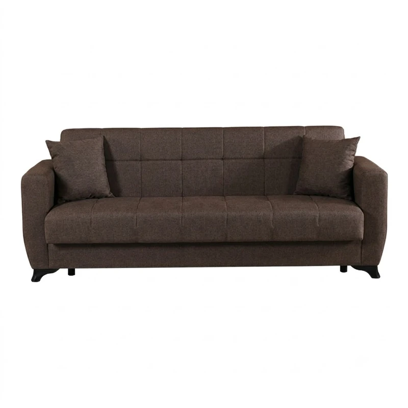 3-seater sofabed Modesto pakoworld with storage space brown fabric 213x84x86cm